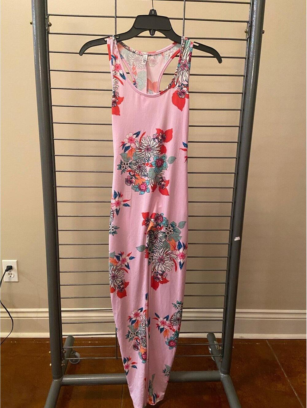 Heather Presley Pink‎ Floral Sleeveless Jumpsuit One Piece Summer Outfit Womens